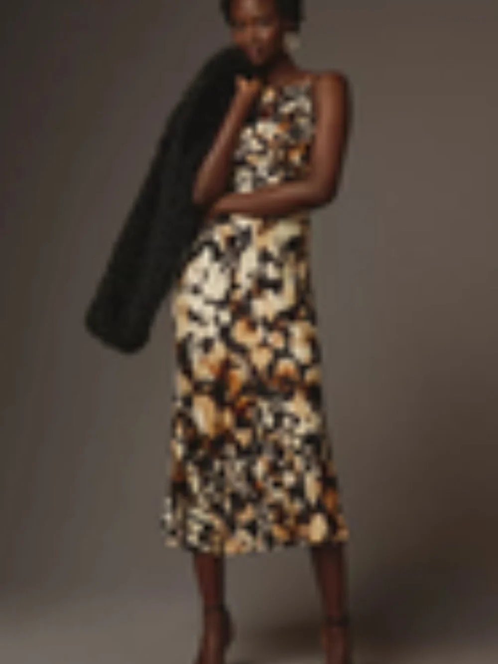 Anthropologie Conditions Apply High-Neck Midi Slip Dress Large - Picture 5 of 9